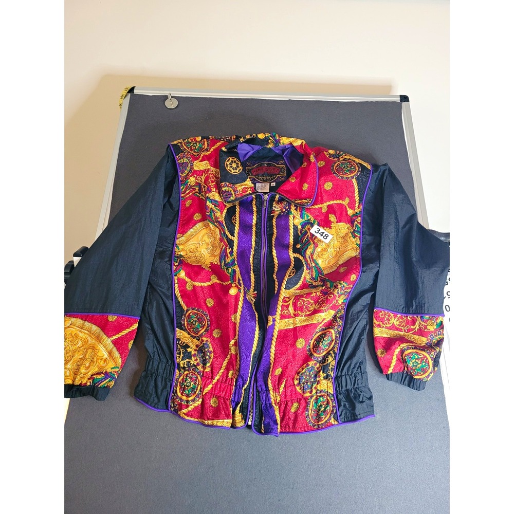 Vintage Winterset Women's Multicolor Geometric Windbreaker Jacket Size M